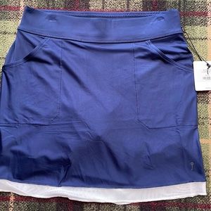Pull-on Layered Skort Navy Ink and mesh White Chalk--Golf, Resort, Belyn Key